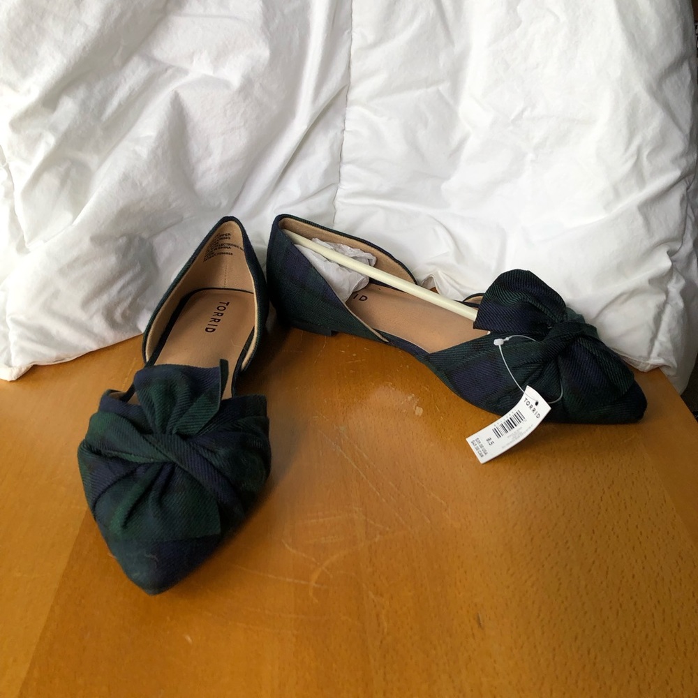 Torrid blue & green plaid flats - size 8.5WW